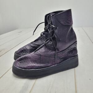 Bread & Butter Italy purple black leather moto steampunk chunky boots